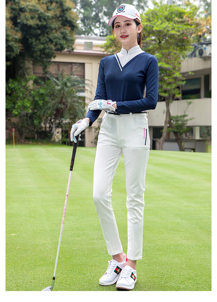Golf Women's Long-sleeved T-shirt Stand-up Collar Sunscreen Korean Version Of Slim Sports - Blue Force Sports