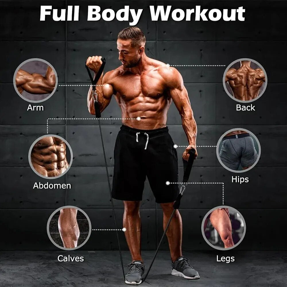 Juego completo de bandas de resistencia para gimnasio en casa
