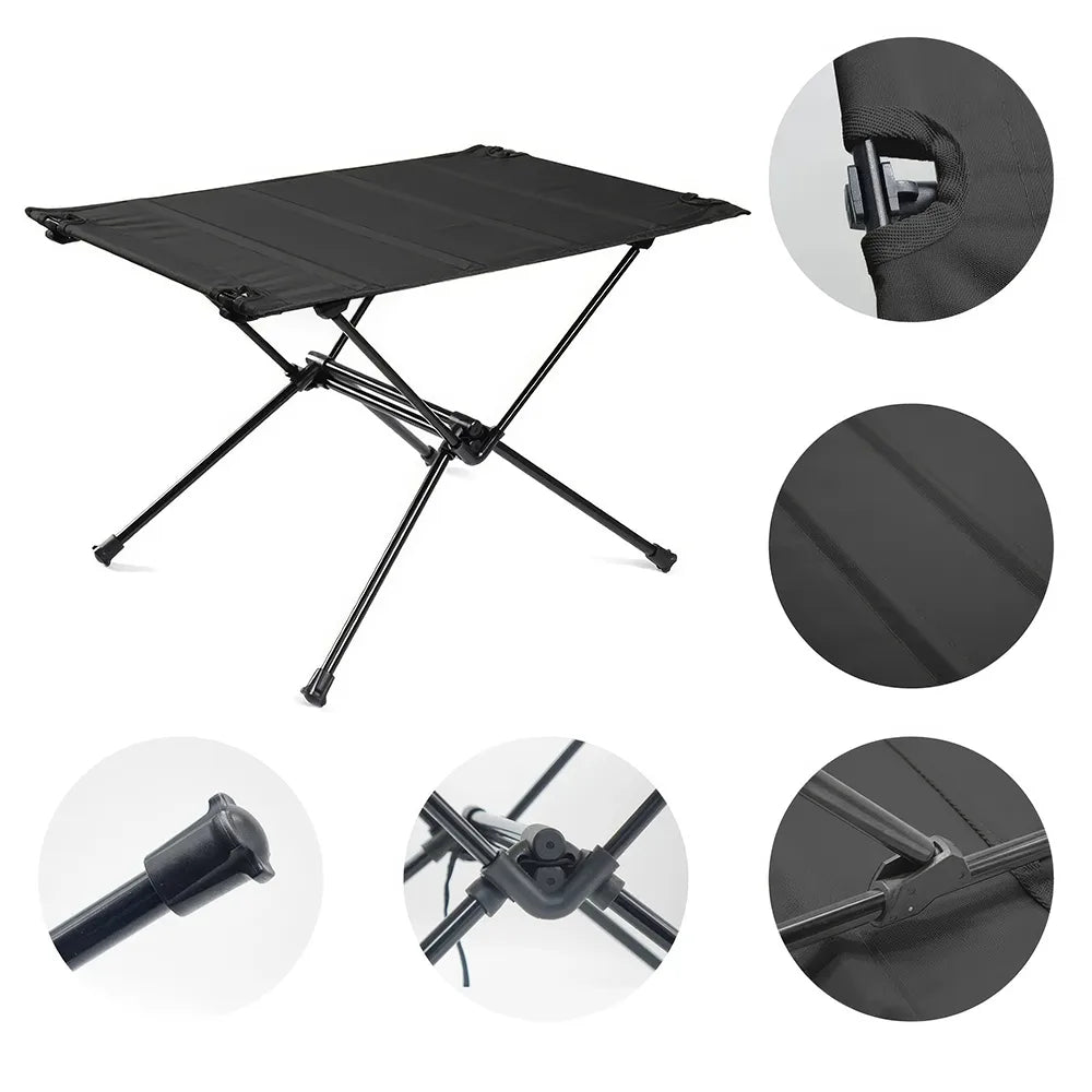 Elemento esencial para la aventura al aire libre: mesa de camping plegable y portátil