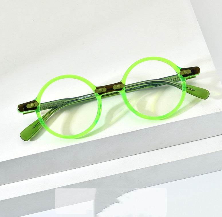 Fashion Retro Round Flat Myopia Frame - Blue Force Sports