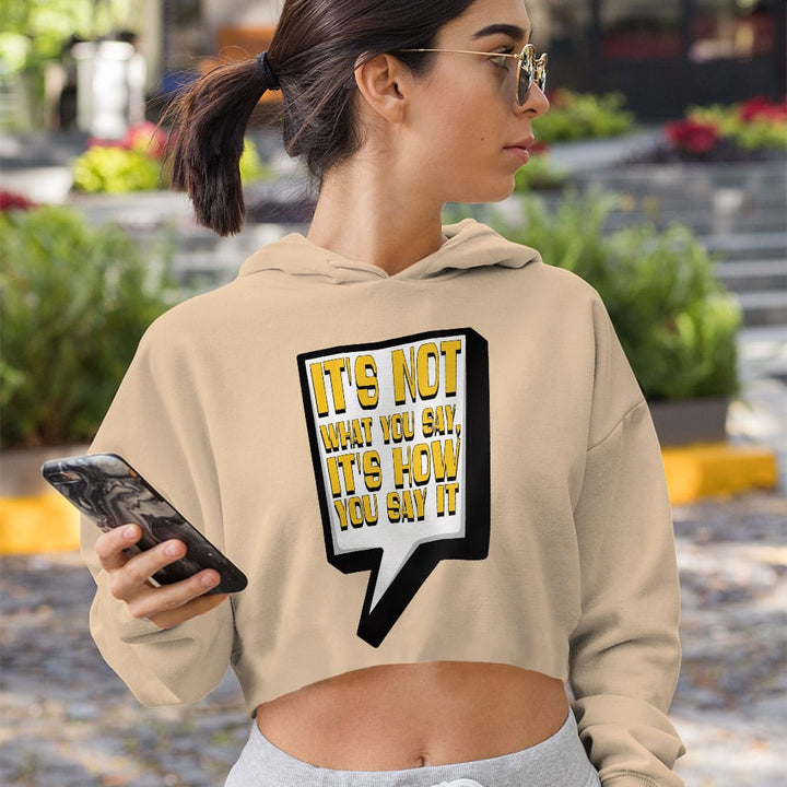 Quote Printed Women's Cropped Hoodie - Best Print Cropped Hoodie - Themed Hooded Sweatshirt - Blue Force Sports
