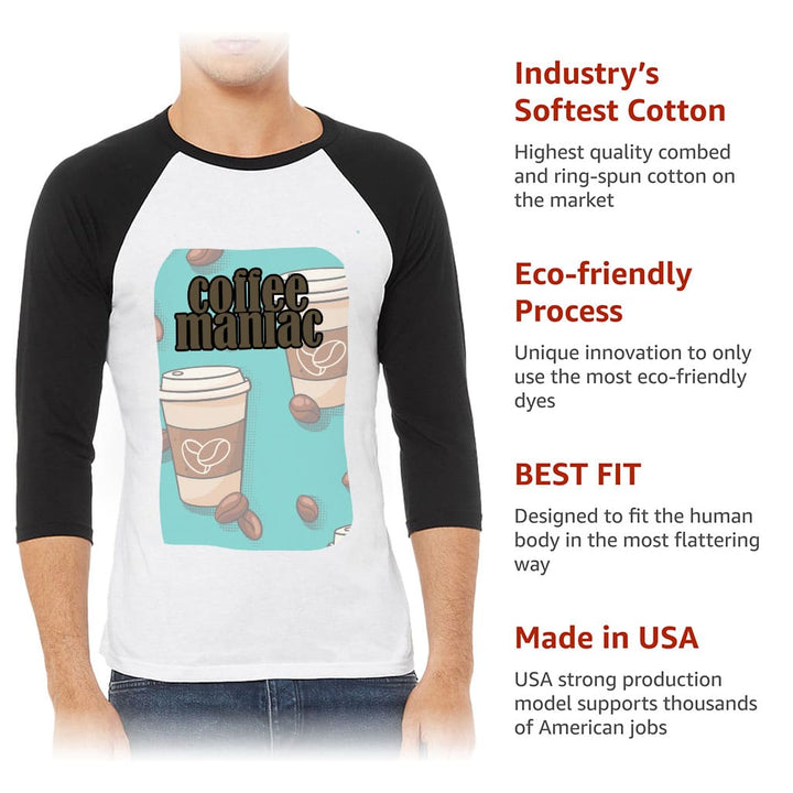 Coffee Lover Baseball T-Shirt - Graphic T-Shirt - Best Design Baseball Tee - Blue Force Sports