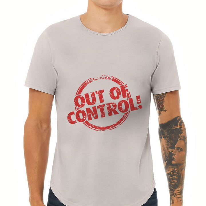 Out Of Control Curved Hem T-Shirt - Printed T-Shirt - Cool Print Curved Hem Tee - Blue Force Sports