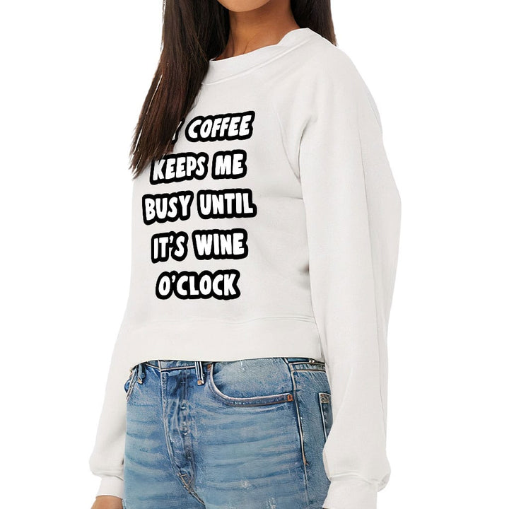 Coffee Until Wine Raglan Pullover - Funny Women's Sweatshirt - Cool Pullover - Blue Force Sports
