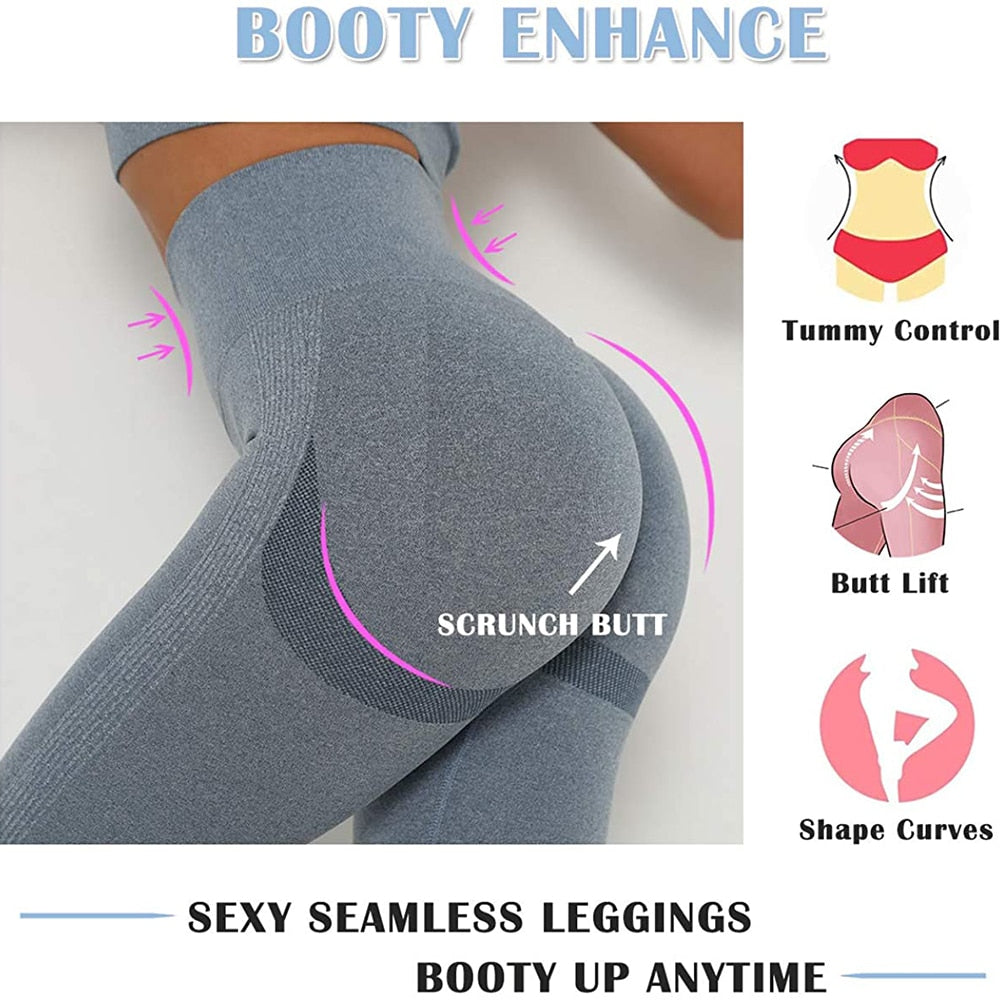 Women's Seamless Push Up Leggings - Blue Force Sports