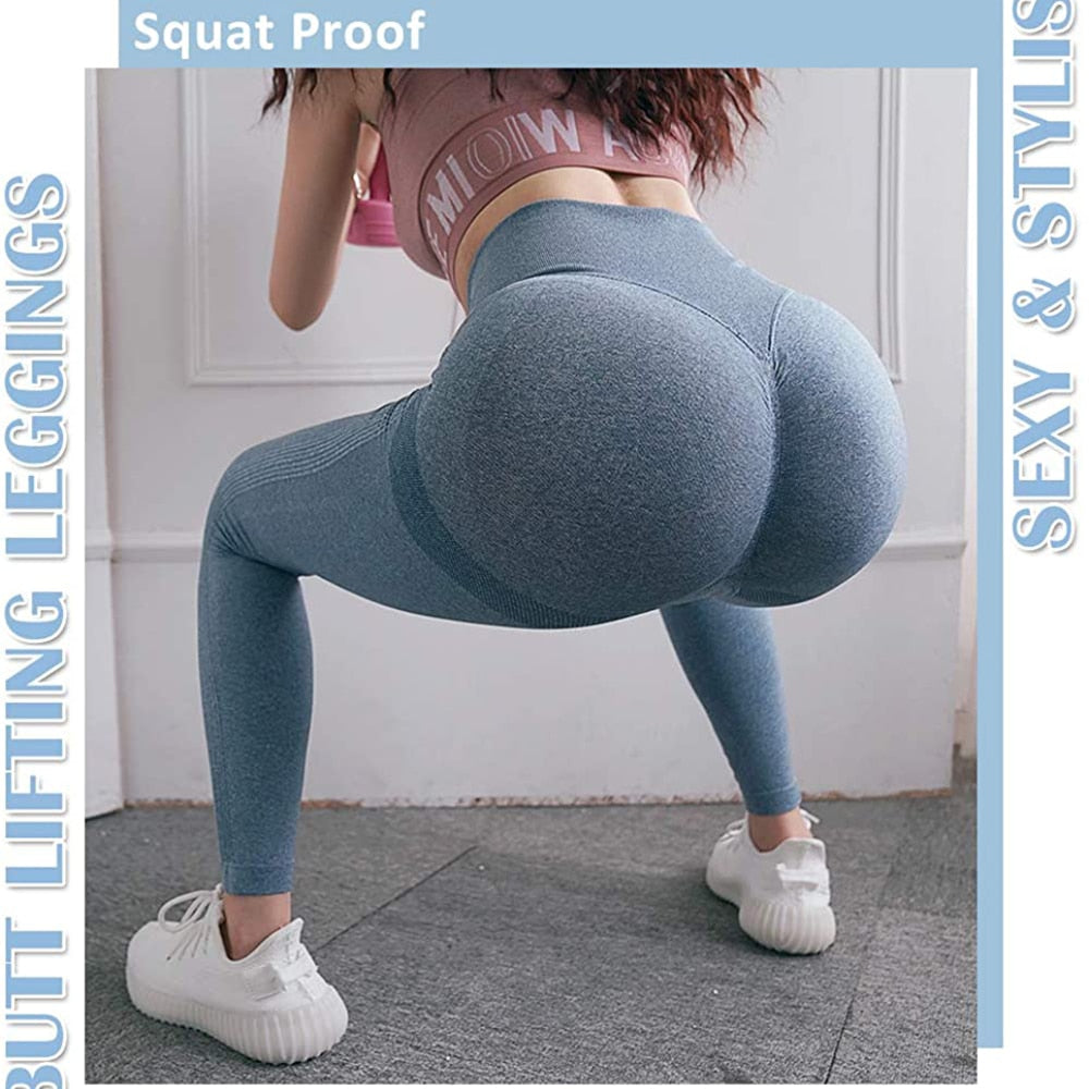 Women's Seamless Push Up Leggings - Blue Force Sports