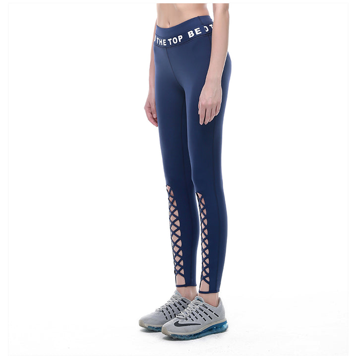 Elastic Waist Women's Nylon Sports Leggings - Blue Force Sports
