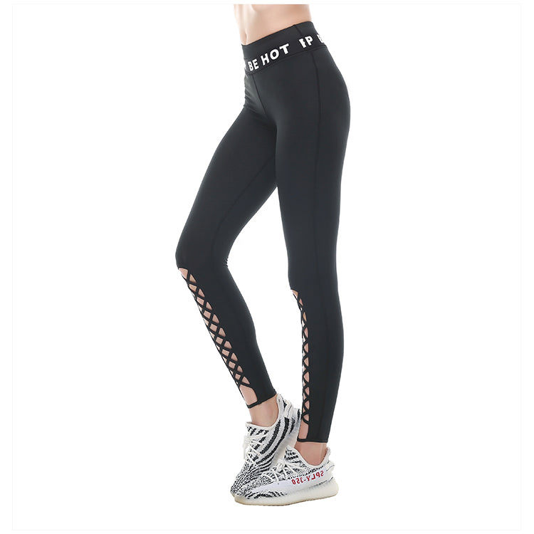 Elastic Waist Women's Nylon Sports Leggings - Blue Force Sports