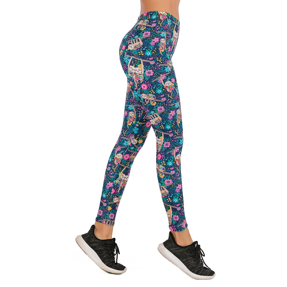 Women's Colorful Print Sports Leggings - Blue Force Sports