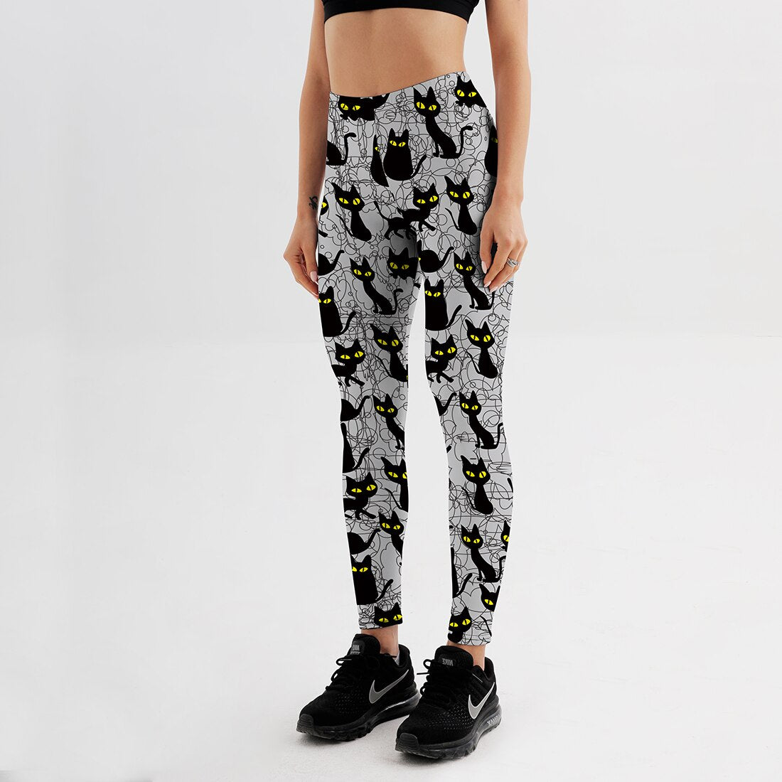 Women's Cute Cat Printed Leggings - Blue Force Sports