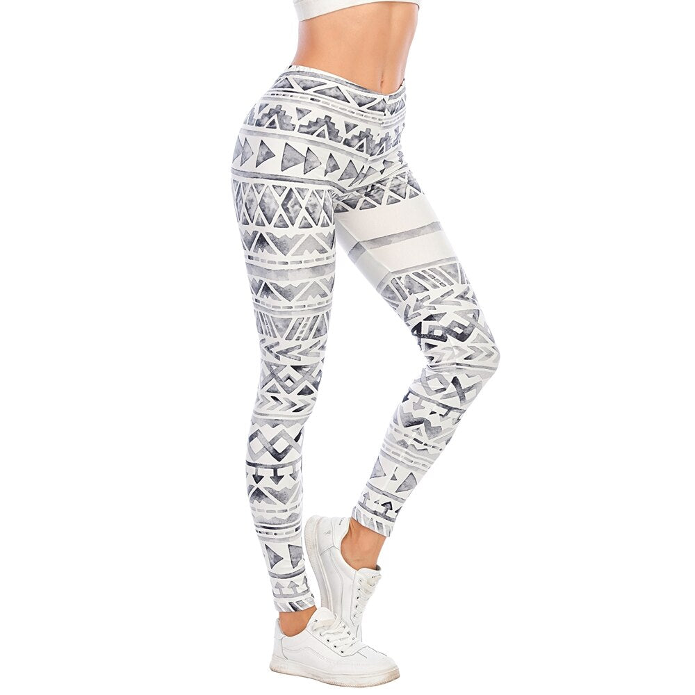 Women's Geometric Print Sports Leggins - Blue Force Sports