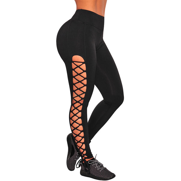Women's Sexy Lace Up Leggings - Blue Force Sports