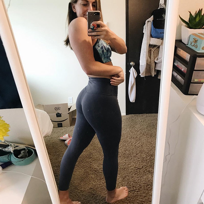 Women's High Waist Seam Leggings - Blue Force Sports