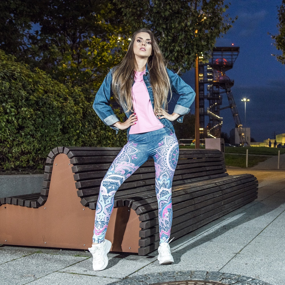 Women's Blue Tones Yoga Leggings - Blue Force Sports