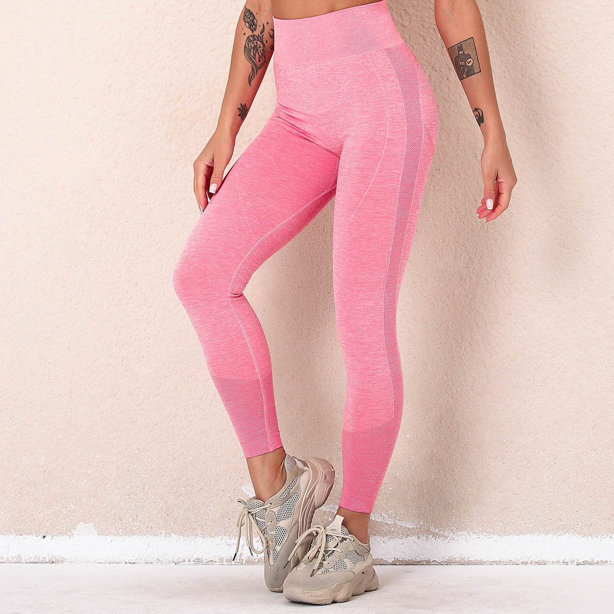 Seamless Geometric Patterned Leggings for Women - Blue Force Sports
