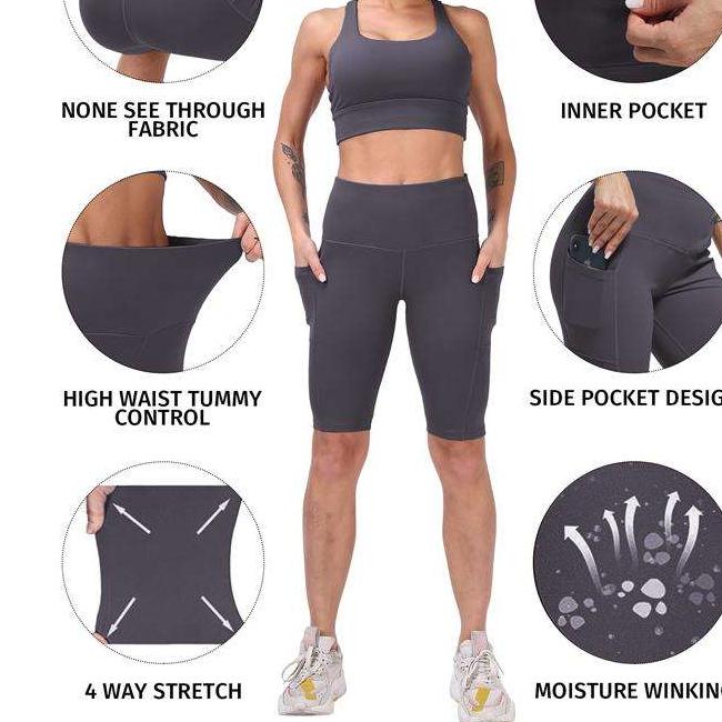 Solid Color Leggings with Pocket for Women - Blue Force Sports