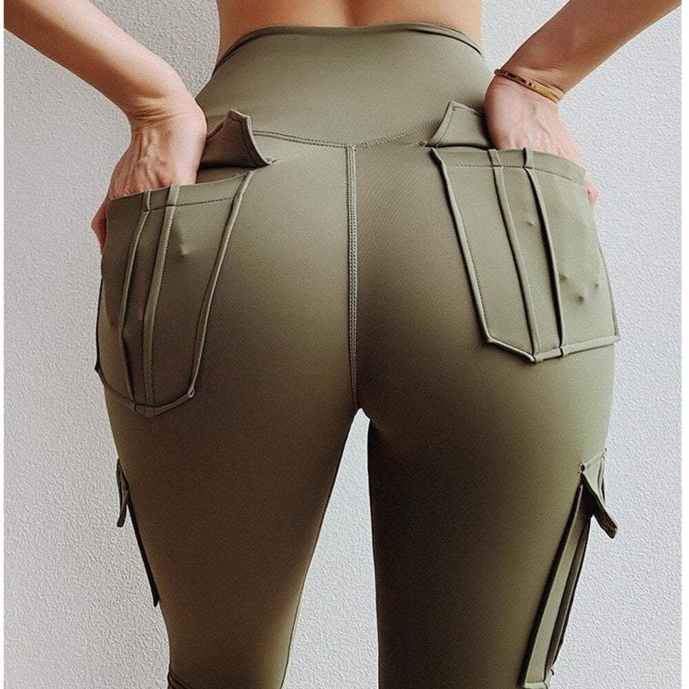 Women's Cargo Style Leggings - Blue Force Sports