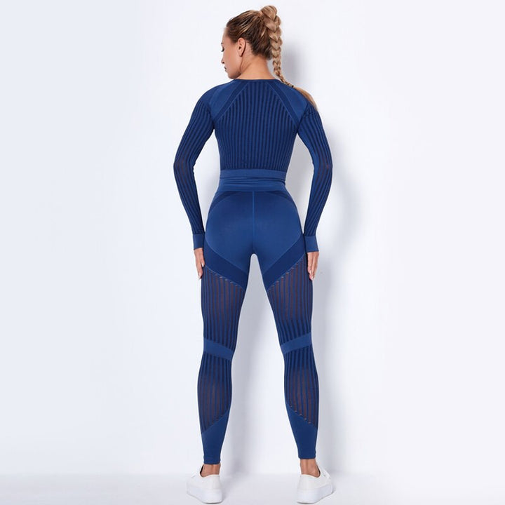 Women's Seamless Hollow Out Yoga Set - Blue Force Sports