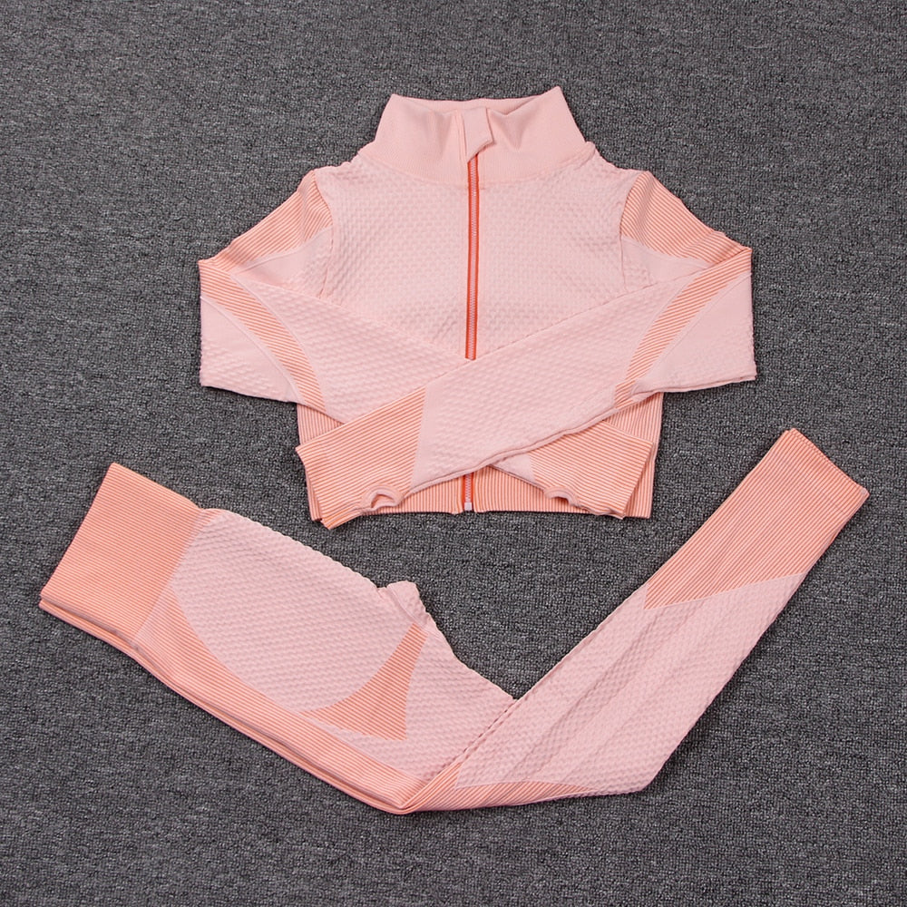 Women's Breathable Sports Crop Top and Leggings Set - Blue Force Sports