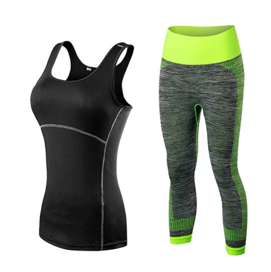 Women's Gradient Style Tank Top and Leggings Set - Blue Force Sports