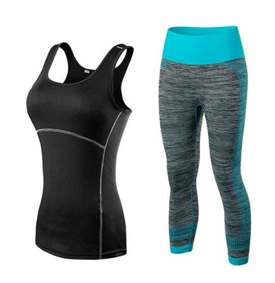 Women's Gradient Style Tank Top and Leggings Set - Blue Force Sports