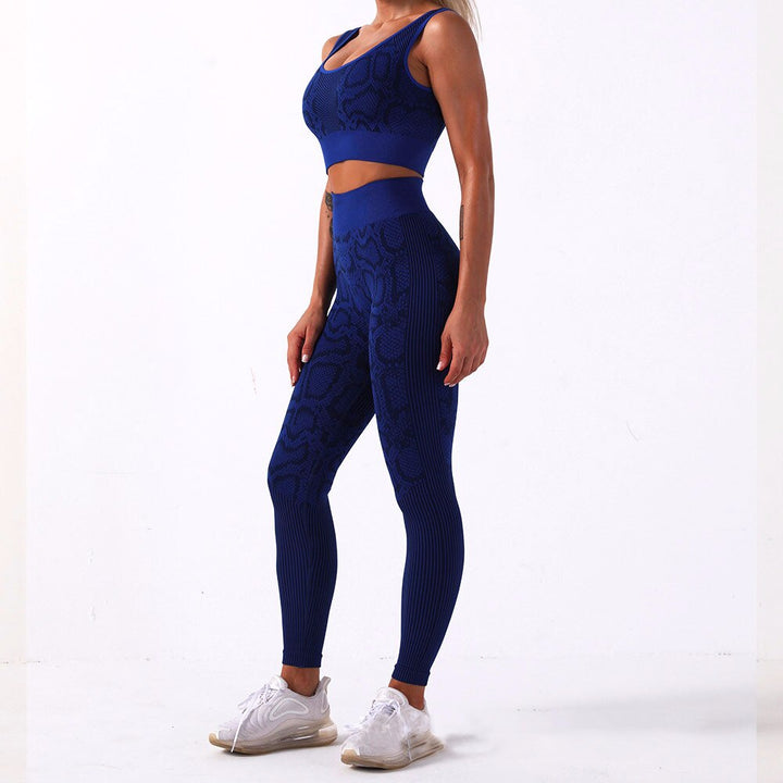 Women's Snake Skin Pattern Fitness Leggings - Blue Force Sports