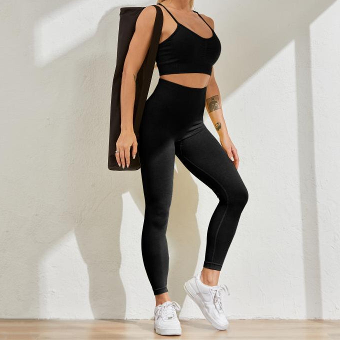 High Waist Leggings and Bra Set - Blue Force Sports