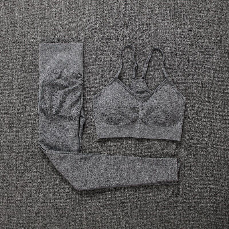 High Waist Leggings and Bra Set - Blue Force Sports