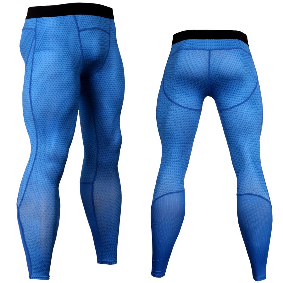 Men's Breathable Compression Leggings - Blue Force Sports