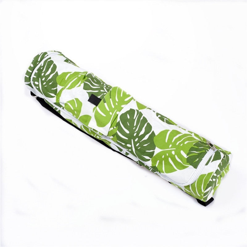 Tropical Printed Canvas Yoga Mat Bag - Blue Force Sports