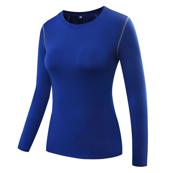 Women's Gym Compression T-Shirt - Blue Force Sports