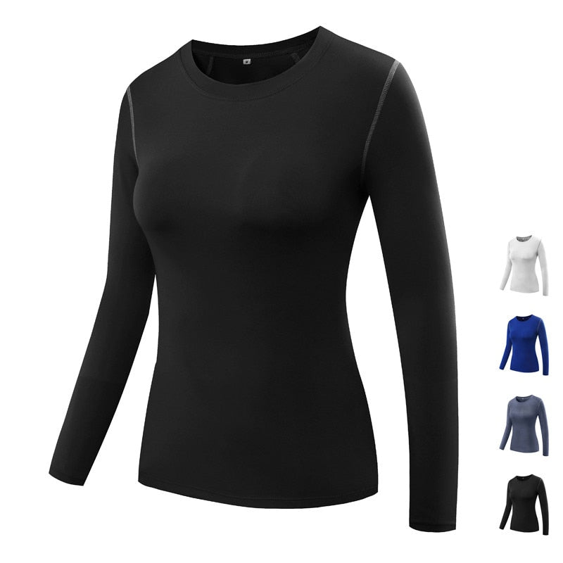 Women's Gym Compression T-Shirt - Blue Force Sports