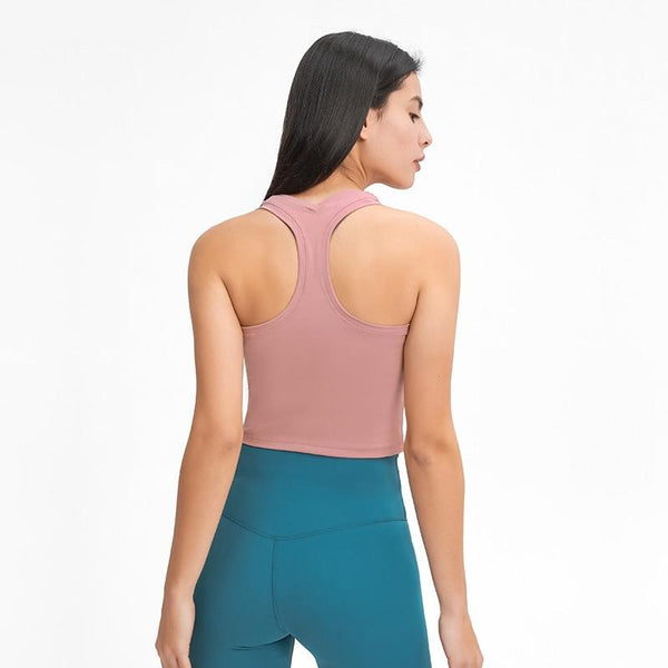 Women's Solid Color Y-Shaped Back Sports Top - Blue Force Sports