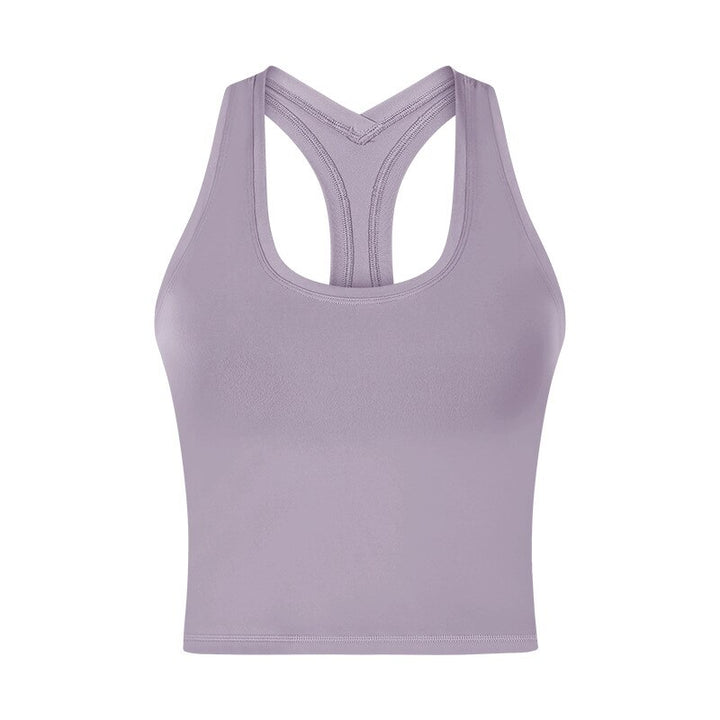 Women's Solid Color Y-Shaped Back Sports Top - Blue Force Sports