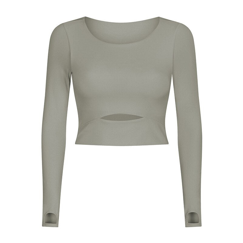 Women's Cut Out Detail Crop Long Sleeve - Blue Force Sports