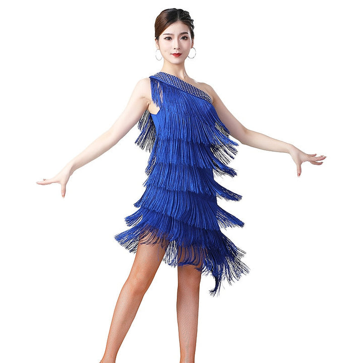 Off Shoulder Latin Dance Dresses For Women - Blue Force Sports