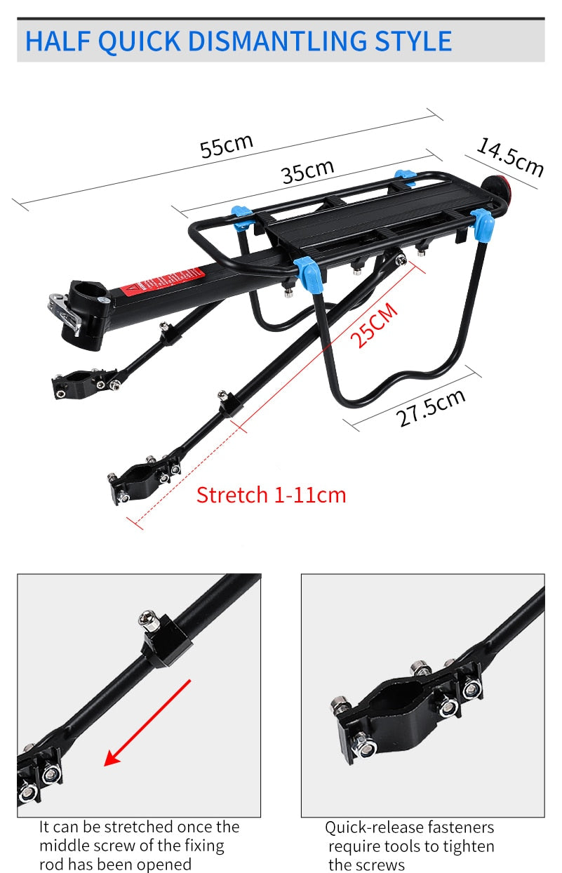 Retractable Bicycle Luggage Carrier - Blue Force Sports