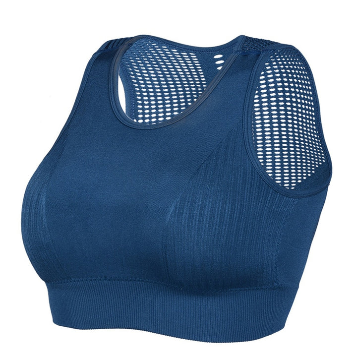 Women's Mesh Breathable Sports Bra with Push Up - Blue Force Sports