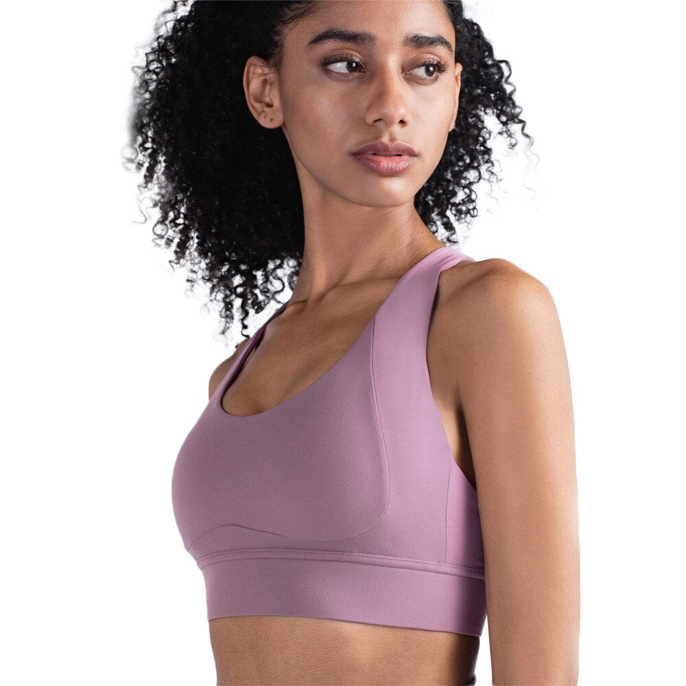 Women's Criss Cross Back Push-up Yoga Bra - Blue Force Sports