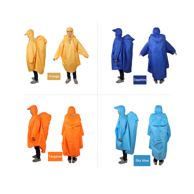 Outdoor Camping Rain Coat with Backpack Cover - Blue Force Sports
