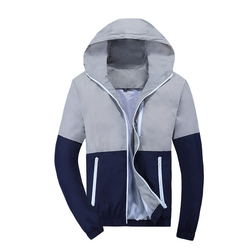 Men's Two Tone Hooded Windbreaker - Blue Force Sports
