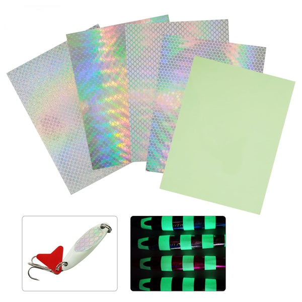 Mixed Color Holographic Adhesive Luminous Fishing Stickers 5 pcs Set - Blue Force Sports