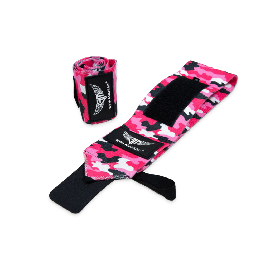 Gym Maniac Pink Camo GM Weightlifting Wrist Wraps - Blue Force Sports