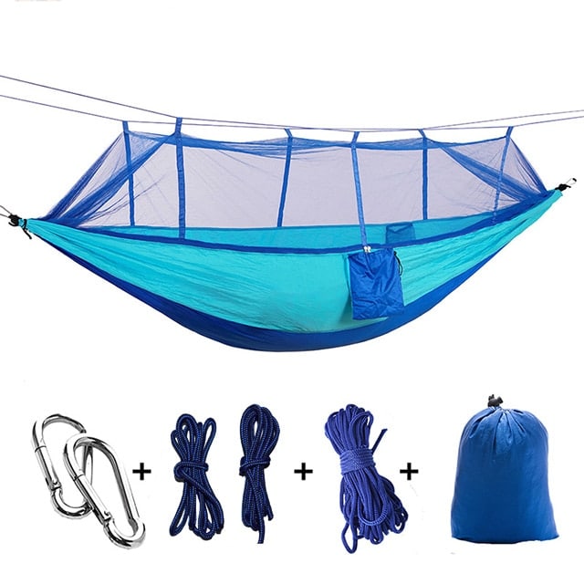 Light Camping Hammock with Mosquito Net - Blue Force Sports