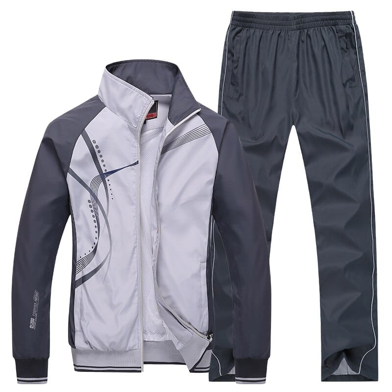 Men's Wave Print Windbreaker and Pants Set - Blue Force Sports