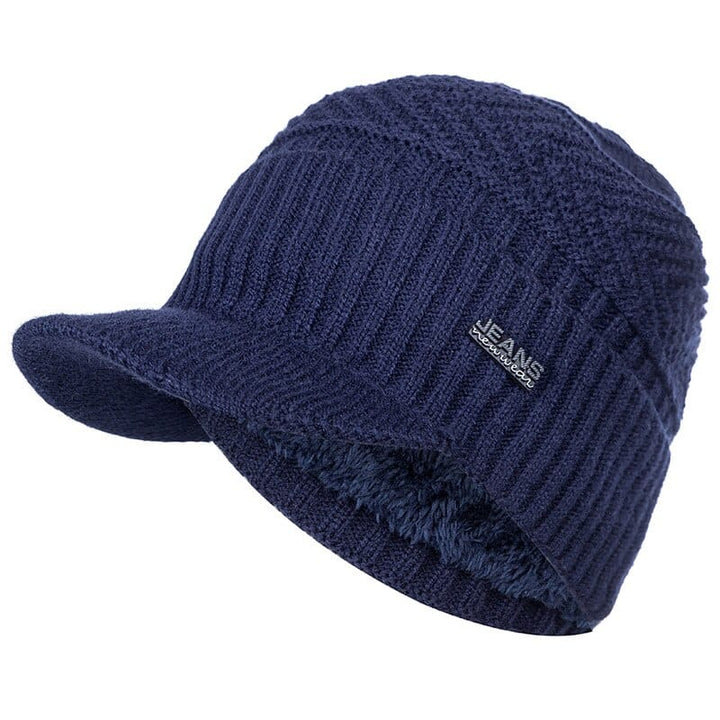 Knitted Warm Hat with Visor - Blue Force Sports