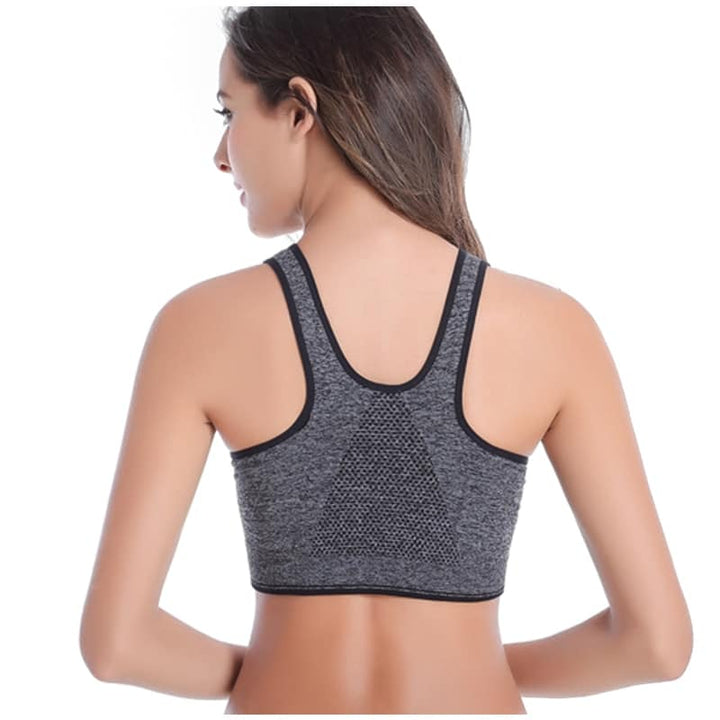 Push Up Sports Bra with Zipper - Blue Force Sports