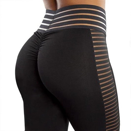 Striped Leggings with Push Up - Blue Force Sports