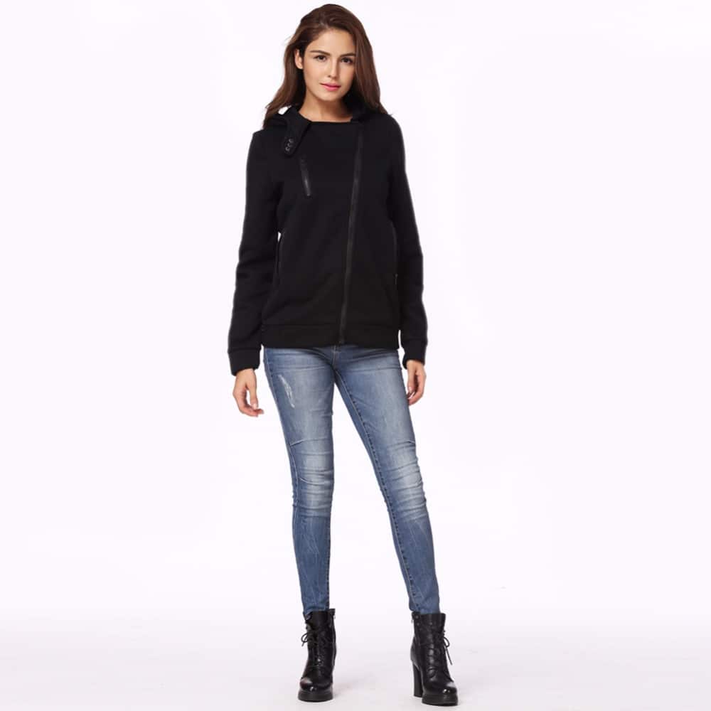 Women's Long Sleeve Sport Hoodie with Zipper - Blue Force Sports
