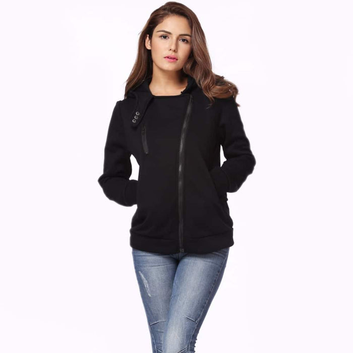 Women's Long Sleeve Sport Hoodie with Zipper - Blue Force Sports